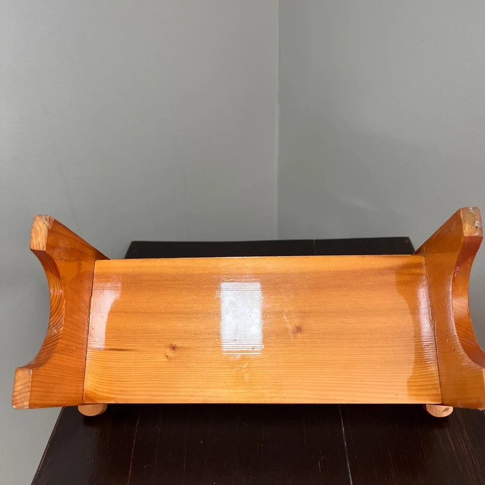 Vtg Pine Children's Doll Bench with Heart Cutouts Rustic Country Shelf Decor